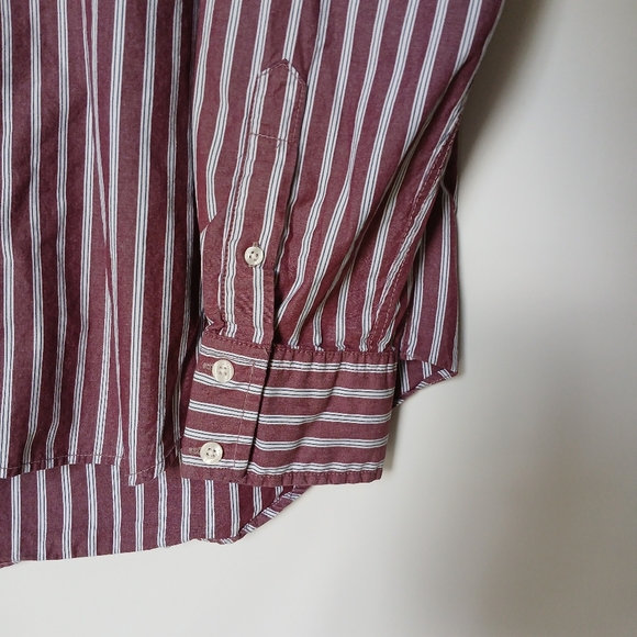 Aeropostale 1987 Long Sleeve Mens Shirt Size XL/TG Color Maroon White Stripe - Picture 3 of 9